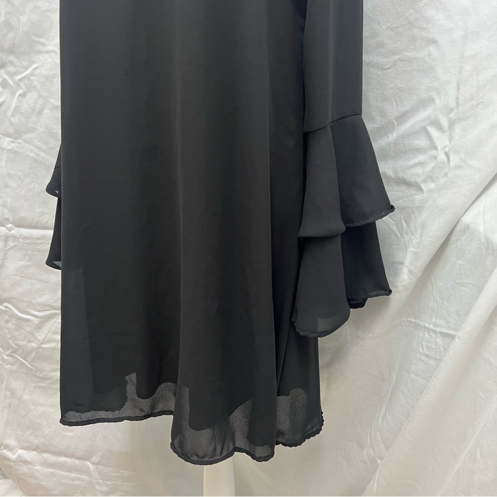 Altar’d State black v-neck dress with long bell sleeves. - Picture 3 of 9